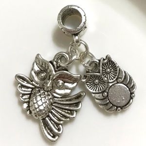 Spring Owl & Baby Owl Dangle Charm